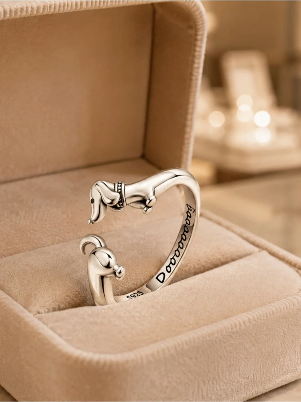 Sterling Silver Dog Cuff Bracelet - Silver